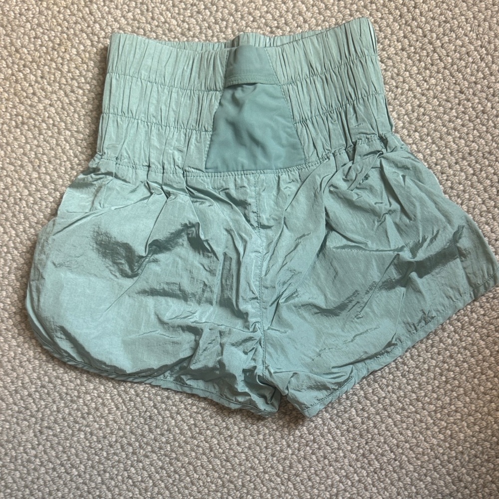 Free People High-Waist Smocked Shorts in Mint - Picture 2 of 2